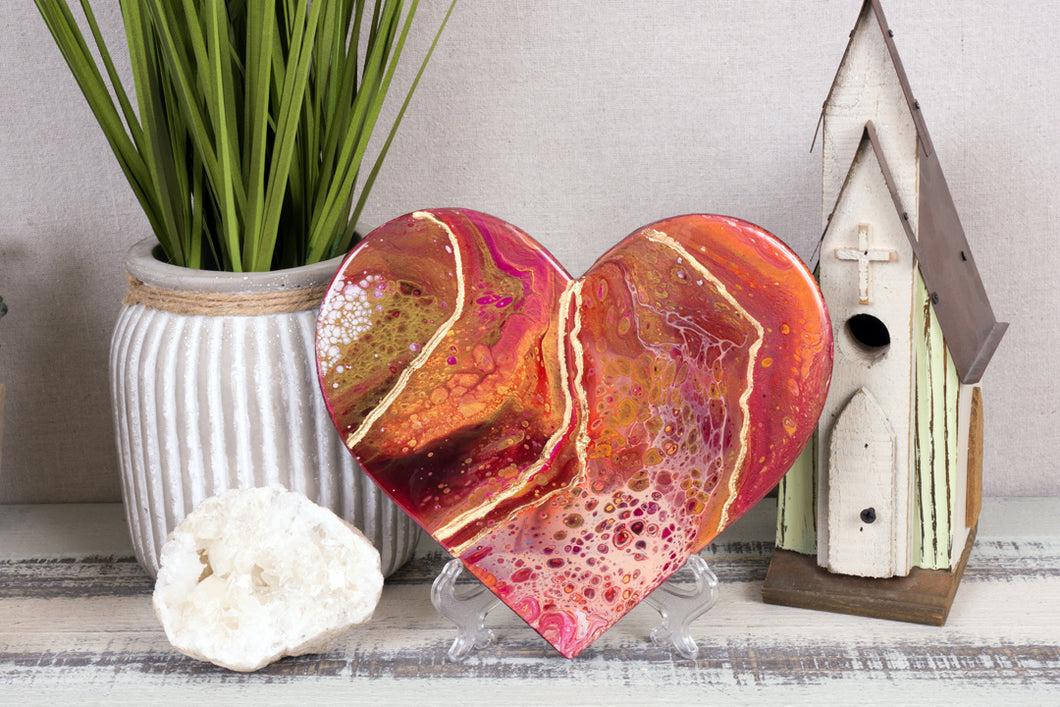 vibrant abstract red orange and gold heart