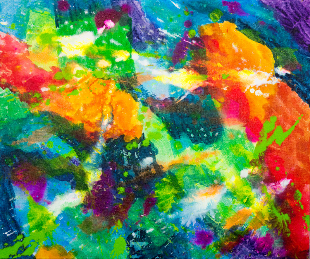 vibrant abstract colorful splashes painting