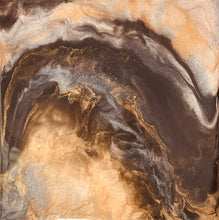 Close detail of the gold veining and shimmer pigment along the sweeping arc on Amber Horizon by Robyn Moore Arts