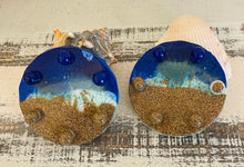 Coasters #88- Ocean Round Epoxy with feet - set of 2 - Sold