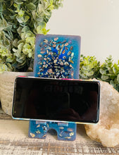 Phone Stand 14 - Teal, Blue and Lavender with Abalone Shells - SOLD