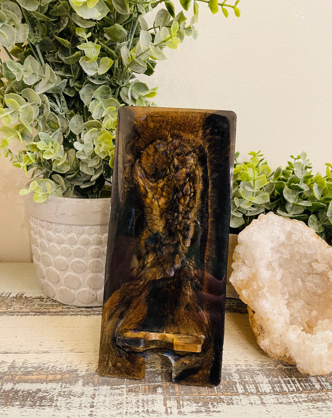 Phone Stand 15 - Black, Gold and Bronze with Blue Color Shift pigment