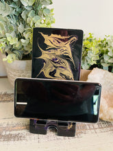 Phone Stand 23 - Black and Purple with Glitter and Gold Phone Holder - SOLD