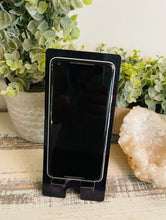 Phone Stand 23 - Black and Purple with Glitter and Gold Phone Holder - SOLD