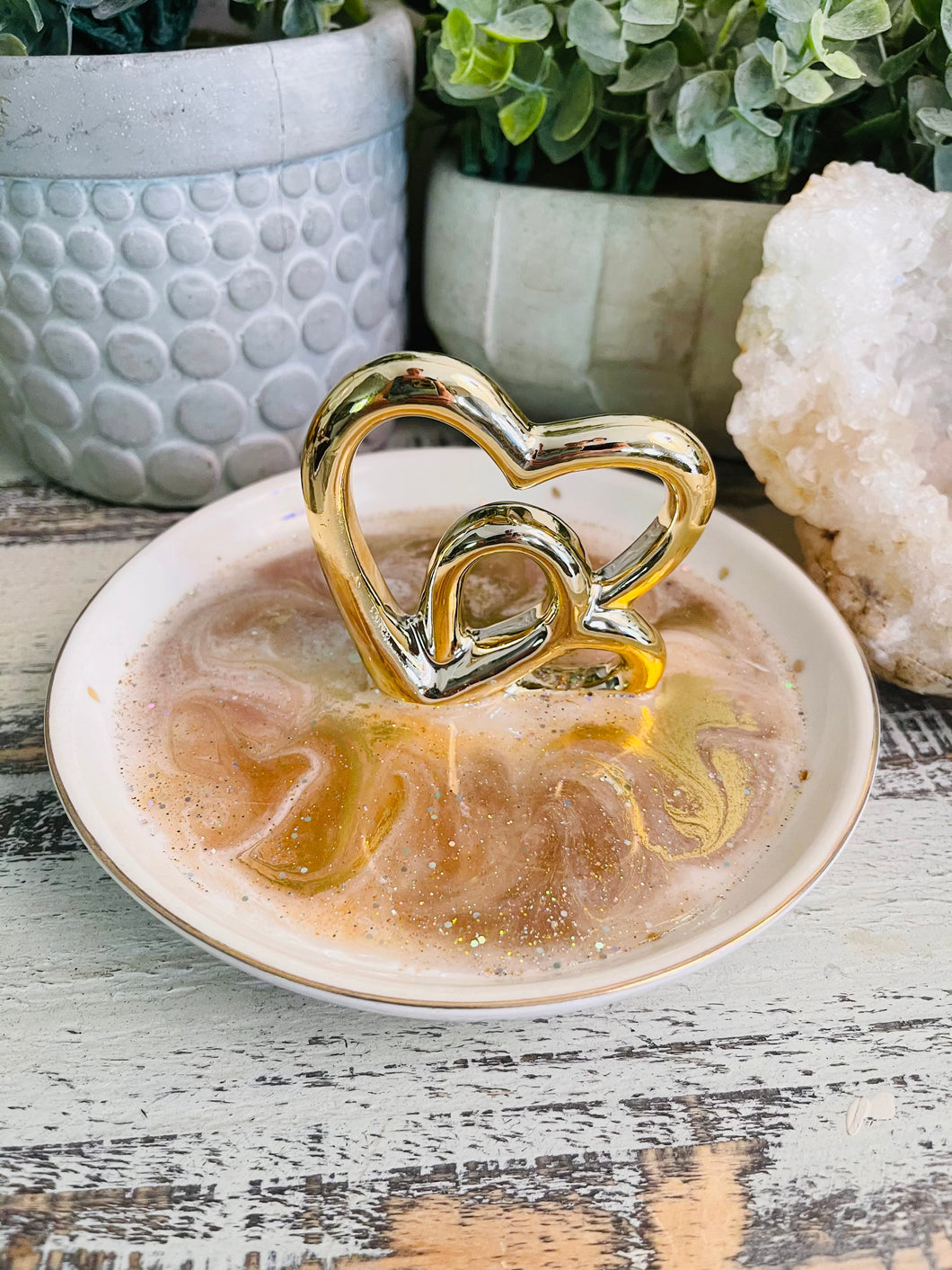 Ring Dish - Double Heart, gold - Sold