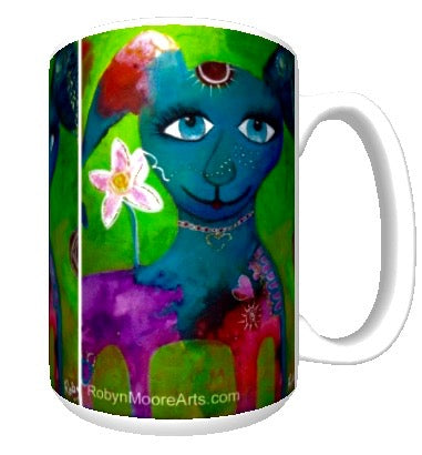 15oz ceramic art mug colorful whimsical dog