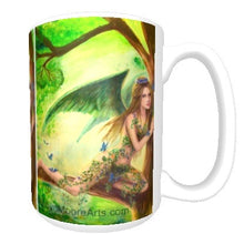 15oz ceramic art mug whimsical tree fern fairy