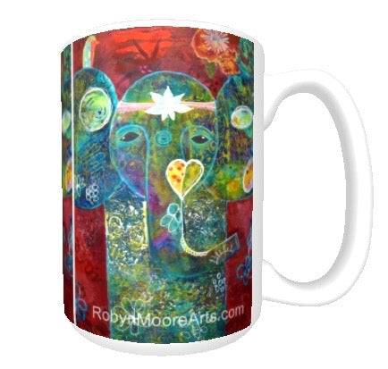 15oz ceramic art mug abstract vibrant colorful elephant