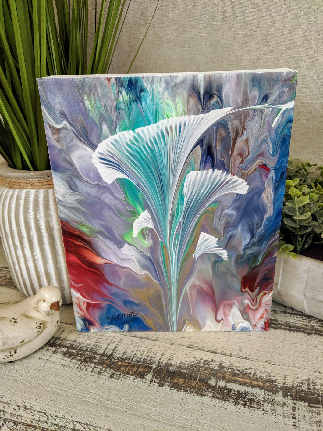 abstract multi color flower painting