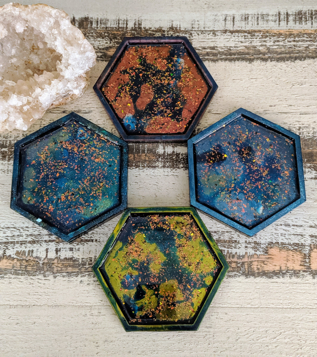 Coasters #1 - Octagon Epoxy set of 4 - Sold