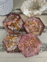 pink glitter abstract octagon resin coasters set of 4