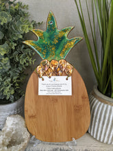 bamboo pineapple cheese board with resin and shells