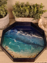 blue shell tray ocean scene blue and teal