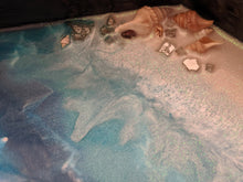 close up blue shell tray ocean scene blue and teal