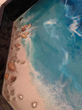close up blue shell tray ocean scene blue and teal