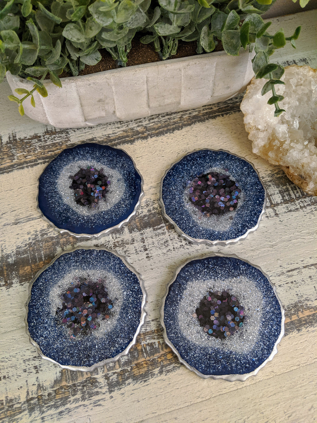 Coasters #28- Agate Epoxy set of 4 - Sold