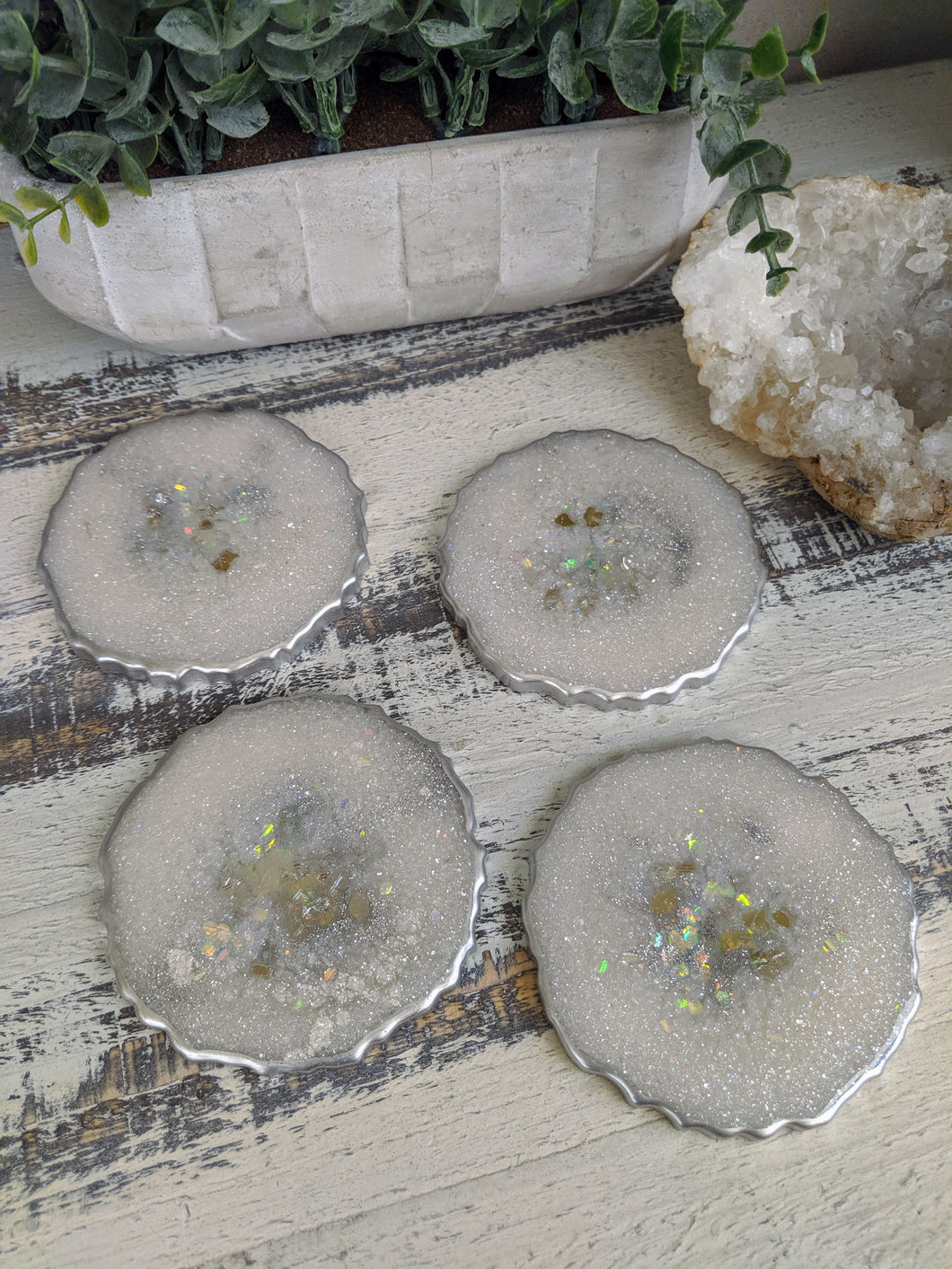 Coasters #29- Agate Epoxy set of 4 - Sold