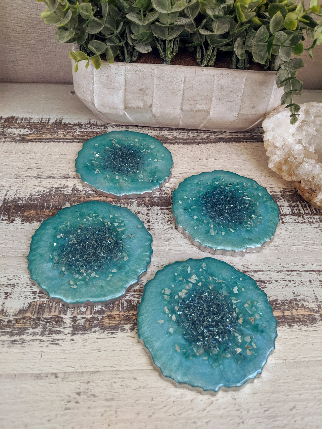 Coasters #31- Agate Epoxy set of 4 - Sold