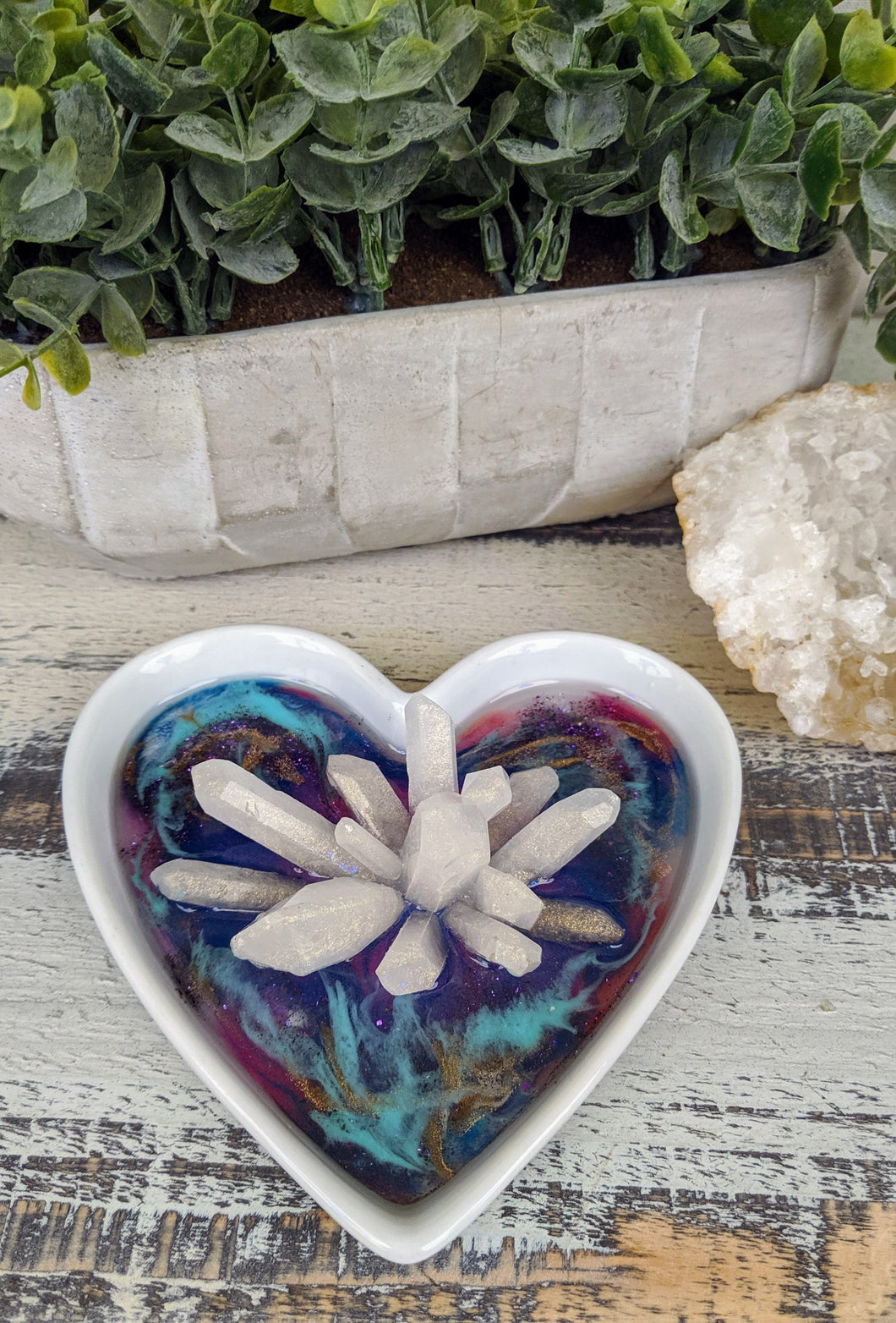 Ring Dish - Heart teal, purple red - Sold