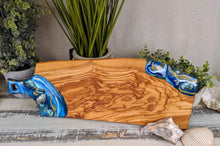 ocean color cheese board with shells