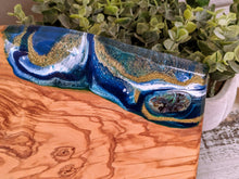 ocean color cheese board with shells