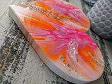 abstract fluid heart orange pink white resin and fire glass