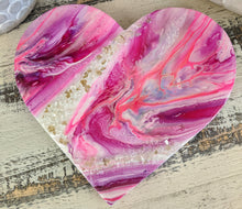 abstract resin heart pink lavender fire glass