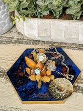 Ring Dish - Octagon Blue and Gold Crystal Cluster