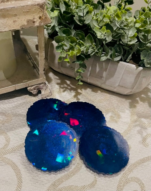 Coasters #127- Rainbow Prism Epoxy set of 4