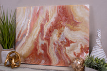 abstract fluid acrylic painting with texture in copper cream rust and brown colors