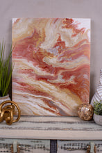 abstract fluid acrylic painting with texture in copper cream rust and brown colors