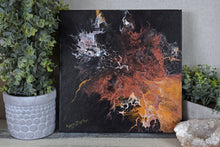 abstract gold bronze black fluid diptych painting