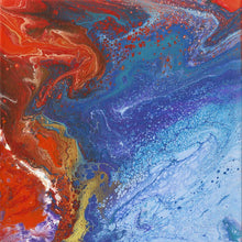 abstract fluid acrylic painting with texture and vibrant rainbow colors