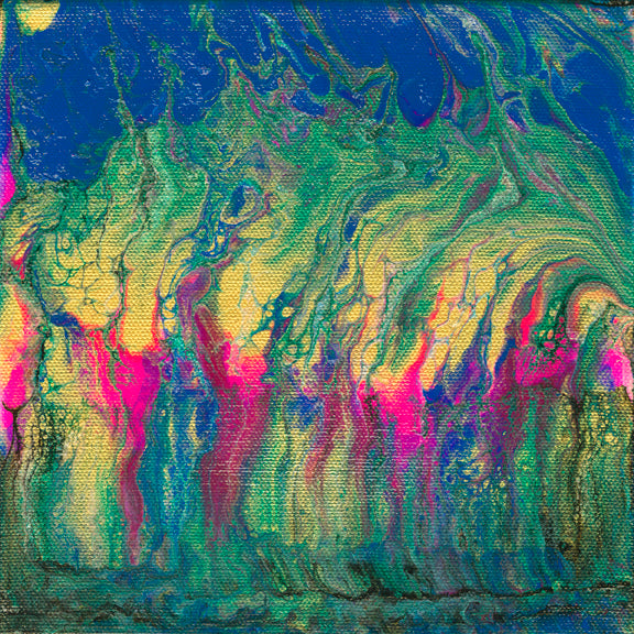 abstract fluid acrylic painting with texture and vibrant colors