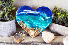 ocean heart with shells blue teal white