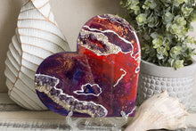 Abstract purple red heart with stones and glitter