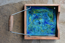 abstract resin napkin holder blue teal green yellow