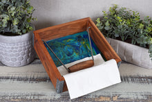 abstract resin napkin holder blue teal green yellow