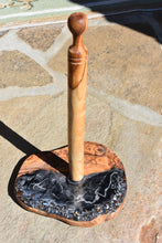 wood and black silver resin paper towel holder