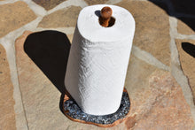 wood and black silver resin paper towel holder