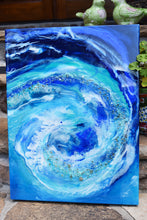 third of triptych of blue ocean wave