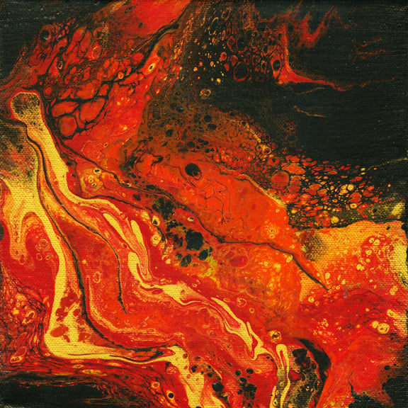 organic flame swirls of red orange yellow gold on black background