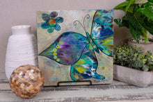 vibrant abstract background with butterflies and flower painting